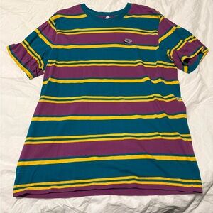 Nike Men's Teal and Purple Striped Tee